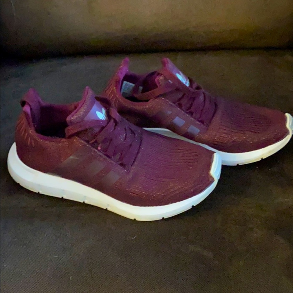 Maroon with gold glitter Pureboost Adidas